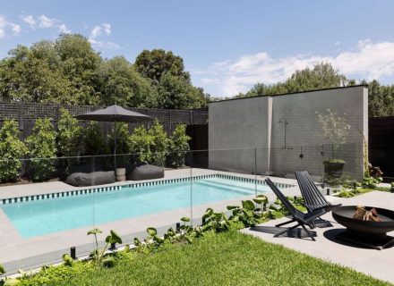 backyard garden established pool