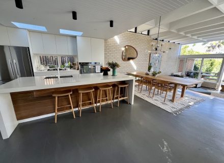 kitchen dining space laundry